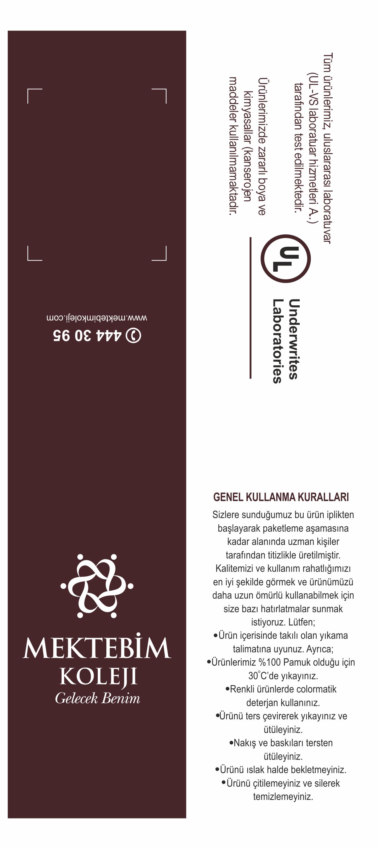 Mektebim Koleji karton etiket iş örneği